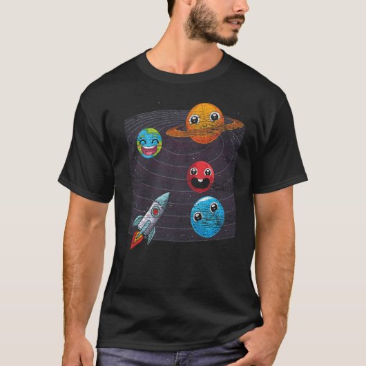 Niedlich Planets Rocket Universe Astronomen Space T-Shirt (Vorderseite)