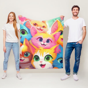 Niedlich Playful Anime Kittens Fleecedecke