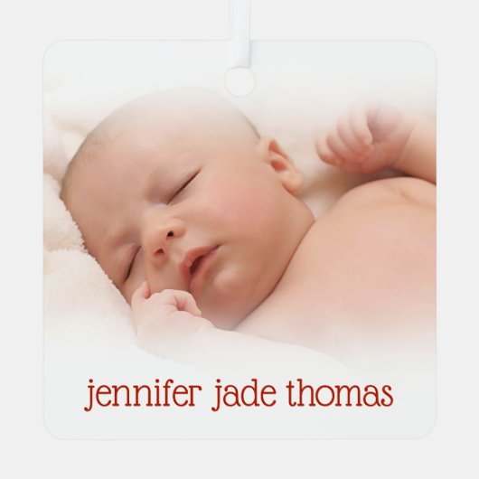 Niedlich Playful Baby's Foto Erster Weihnachtsbaum Ornament Aus Metall (Rückseite)