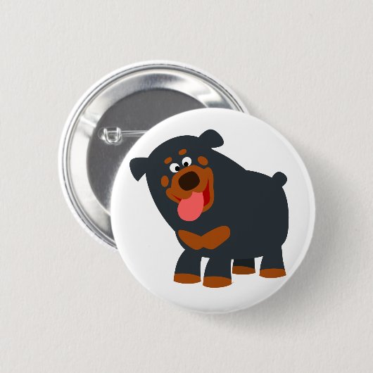 Niedlich Playful Cartoon Rottweiler Button Abzeich (Vorne & Hinten)