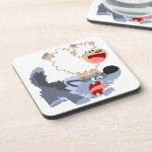 Niedlich Playful Cartoon Sheep and Wolf Untersetze Untersetzer (Linke Seite)