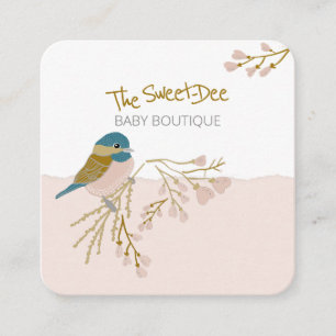 Niedlich Playful Chickadee Hearts Baby Boutique Sh Quadratische Visitenkarte