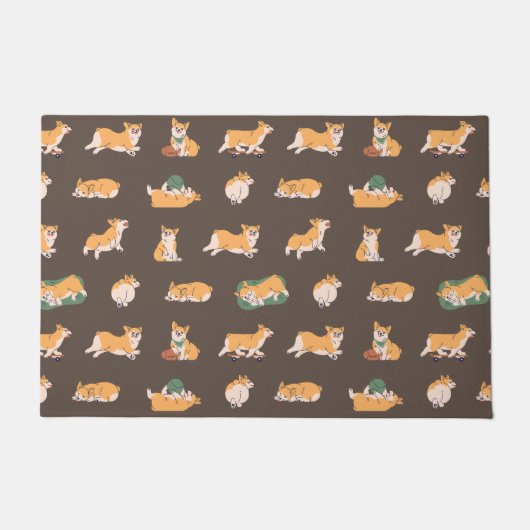 Niedlich Playful Corgi Fußmatte (Vorderseite)