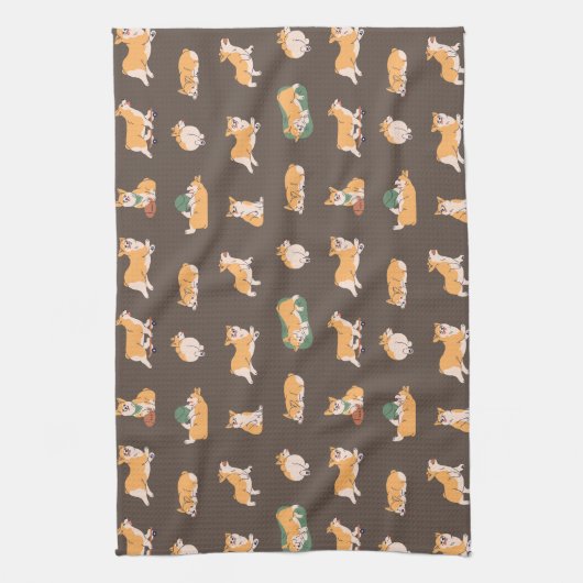 Niedlich Playful Corgi Geschirrtuch (Vertikal)