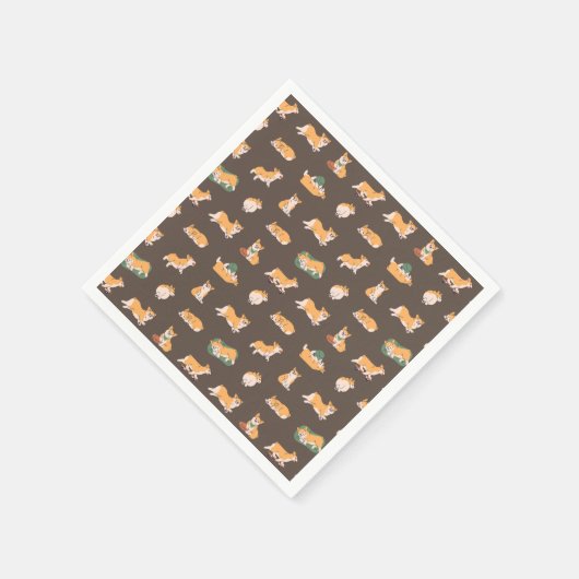 Niedlich Playful Corgi Serviette (Ecke)