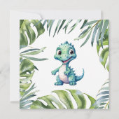 Niedlich Playful Dinosaur Babydusche Einladung (Rückseite)