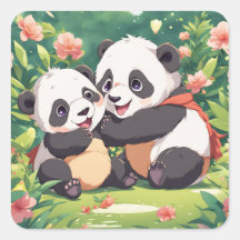 Niedlich Playful Little Pandas - Anime Style