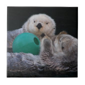 Niedlich Playful Sea Otters Fliese (Vorderseite)