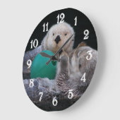 Niedlich Playful Sea Otters Große Wanduhr (Winkel)