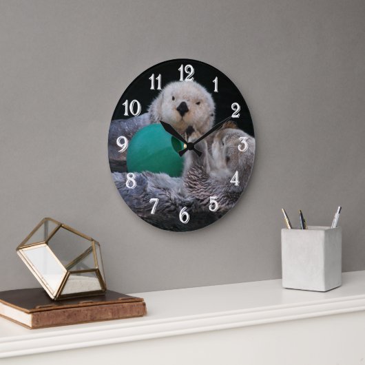 Niedlich Playful Sea Otters Große Wanduhr (Büro)