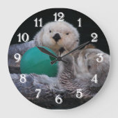 Niedlich Playful Sea Otters Große Wanduhr (Vorderseite)