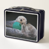 Niedlich Playful Sea Otters Metall Brotdose (Vorderseite)