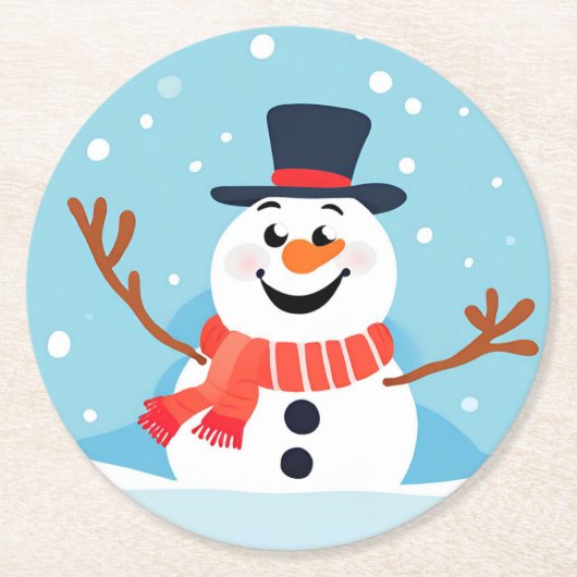 Niedlich Playful Snowman Paper Untersetzer (Vorderseite)