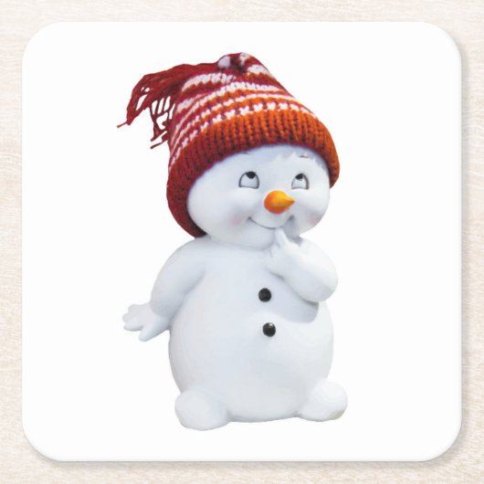 NIEDLICH PLAYFUL SNOWMAN RECHTECKIGER PAPPUNTERSETZER (Vorderseite)