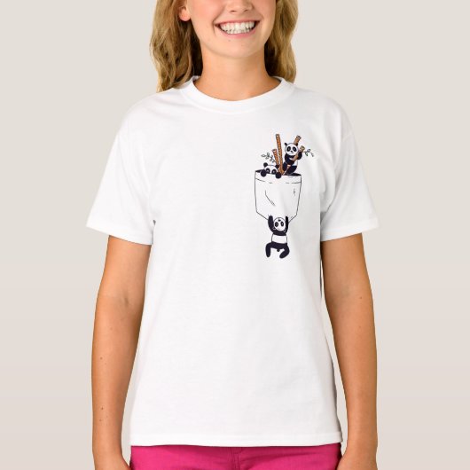 Niedlich Pocket Panda Bears T-Shirt (Vorderseite)