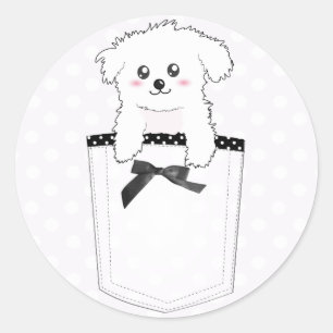 Niedlich Pocket Puppy Dog Runder Aufkleber