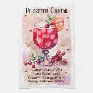 Niedlich Poinsettia Cocktail Weihnachtsgetränk Rez Geschirrtuch