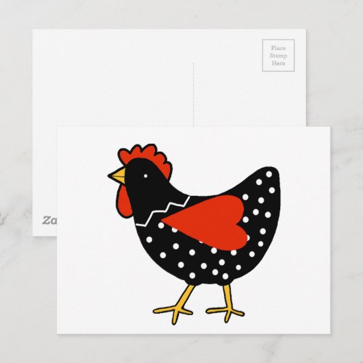 Niedlich Polka Dot Chicken Postkarte (Vorne/Hinten)