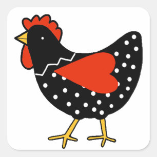Niedlich Polka Dot Chicken Quadratischer Aufkleber