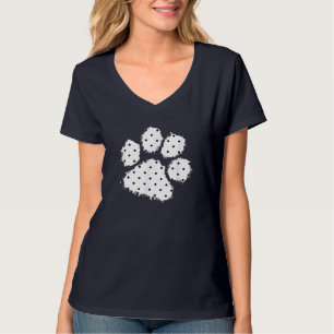 Niedlich Polka Dot Dog Paw Print White Black Splas T-Shirt