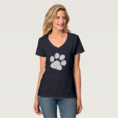 Niedlich Polka Dot Dog Paw Print White Black Splas T-Shirt (Vorderseite Vollansicht)