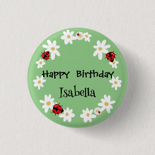 Niedlich Polka dot Ladybug Daisy Blume Geburtstags Button