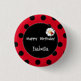 Niedlich Polka dot Ladybug Daisy Blume Geburtstags Button