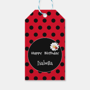 Niedlich Polka dot Ladybug Daisy Blume Geburtstags Geschenkanhänger