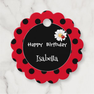 Niedlich Polka dot Ladybug Daisy Blume Geburtstags Geschenkanhänger