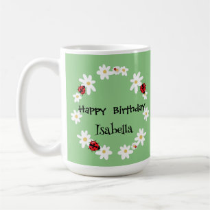 Niedlich Polka dot Ladybug Daisy Blume Geburtstags Kaffeetasse