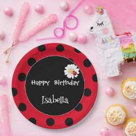 Niedlich Polka dot Ladybug Daisy Blume Geburtstags Pappteller