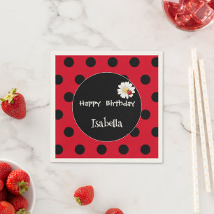 Niedlich Polka dot Ladybug Daisy Blume Geburtstags Serviette