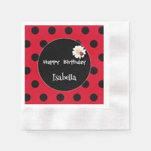 Niedlich Polka dot Ladybug Daisy Blume Geburtstags Serviette