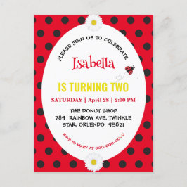 Niedlich Polka dot Ladybug Daisy Kindergeburtstag  Postkarte