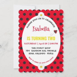 Niedlich Polka dot Ladybug Daisy Kindergeburtstag  Save The Date
