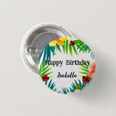 Niedlich Polka dot Ladybug Sommerpalme Blume Gebur Button (Vorne & Hinten)