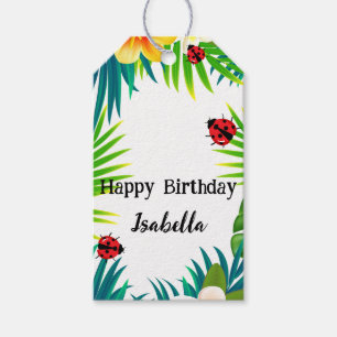Niedlich Polka dot Ladybug Sommerpalme Blume Gebur Geschenkanhänger