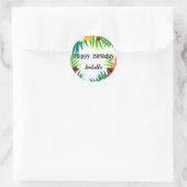 Niedlich Polka dot Ladybug Sommerpalme Blume Gebur Runder Aufkleber (Tasche)