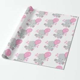 Niedlich Polka Dot Pink Elephant Girl baby Geschenkpapier