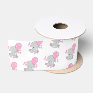 Niedlich Polka Dot Pink Elephant Girl Baby Satinband