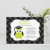 Niedlich Polka Dots Grad Owl Abschluss Einladung (Stehend Vorderseite)