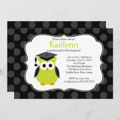 Niedlich Polka Dots Grad Owl Abschluss Einladung (Vorne/Hinten)