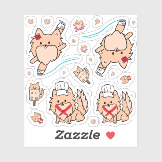 Niedlich Pom Assorted Aufkleber (Blatt)