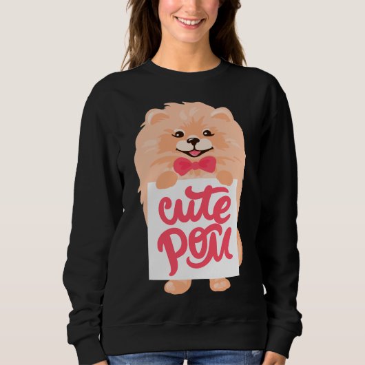 Niedlich Pom Fluffy Cream Spitz Dog Sweatshirt (Vorderseite)