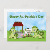 Niedlich Ponies Happy St. Patrick's Day Horse Postkarte (Vorne/Hinten)