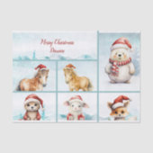 Niedlich Ponies Otter Fox Bärenlamm Frohe Weihnach Seidenpapier (Vorderseite)