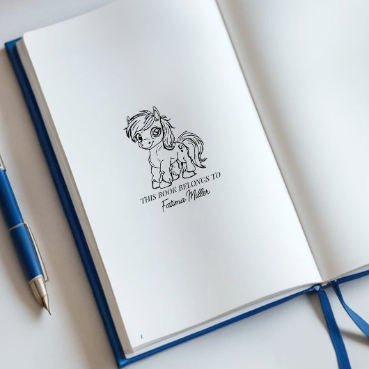 Niedlich Pony Buchzeichen Gummistempel