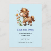 Niedlich Pony Eating Daisies Ankündigungspostkarte (Vorderseite)