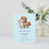 Niedlich Pony Eating Daisies Ankündigungspostkarte (Stehend Vorderseite)