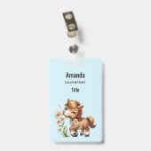 Niedlich Pony Eating Daisies Ausweis (Back with Clip)